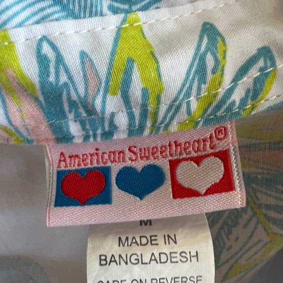 80's American Sweetheart Floral Print Short Sleeve Blouse - Crop Top - Medium - Picture 9 of 9